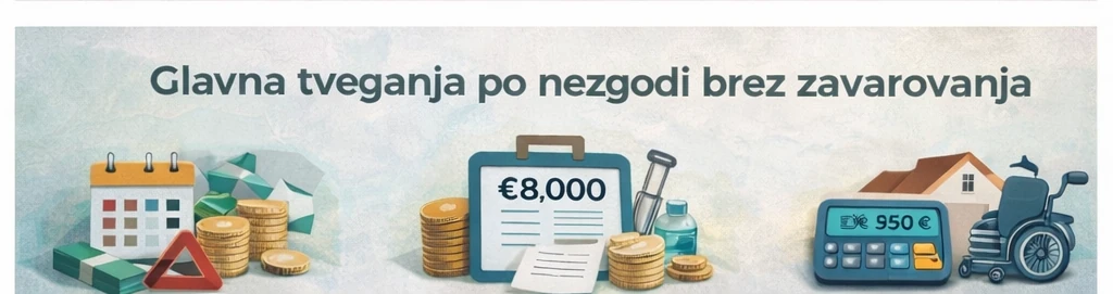 Glavna finančna tveganja po nezgodi brez nezgodnega zavarovanja