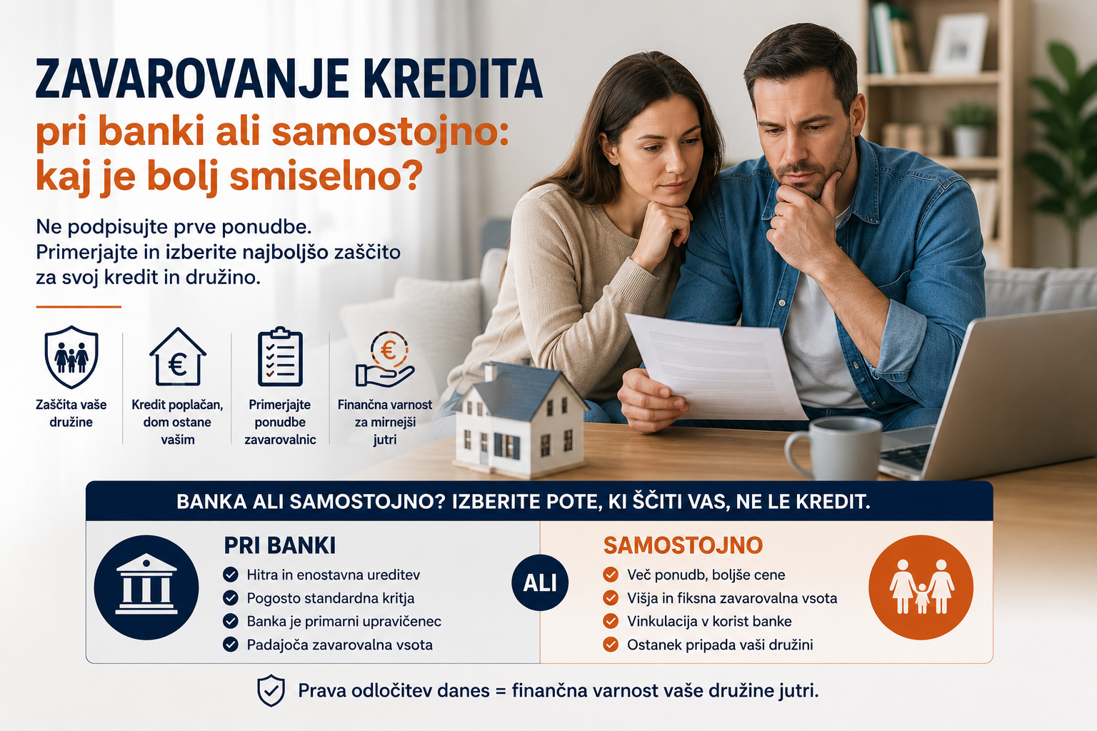 Zavarovanje kredita pri banki ali samostojno za zascito kredita in druzine